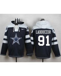 Cowboys #91 L. P. Ladouceur Navy Blue Player Pullover NFL Hoodie