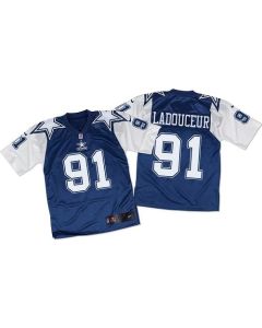 Cowboys #91 L. P. Ladouceur Navy Blue/White Throwback Men's Stitched NFL Elite Jersey