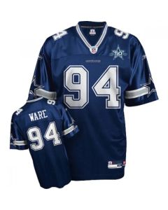 Cowboys #94 Demarcus Ware Blue With Team 50TH Patch Stitched Youth NFL Jersey