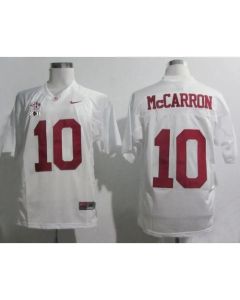 Crimson Tide #10 AJ McCarron White SEC & 2016 College Football Playoff National Championship Patch Stitched NCAA Jersey