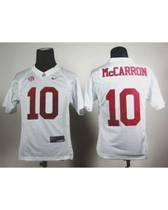 Crimson Tide #10 AJ McCarron White Stitched Youth NCAA Jersey