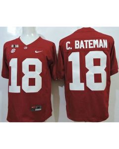 Crimson Tide #18 Cooper Bateman Red SEC & 2016 College Football Playoff National Championship Patch Stitched NCAA Jersey
