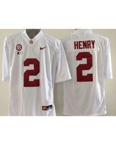 Crimson Tide #2 Derrick Henry White SEC & 2016 College Football Playoff National Championship Patch Stitched NCAA Jersey