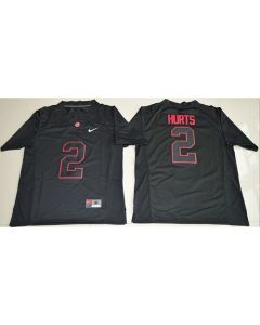 Crimson Tide #2 Jalen Hurts Blackout Limited Stitched NCAA Jersey