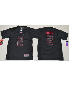 Crimson Tide #2 Jalen Hurts Blackout Limited Stitched Youth NCAA Jersey