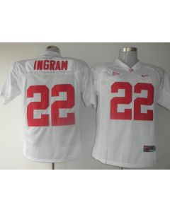 Crimson Tide #22 Mark Ingram White Stitched NCAA Jersey