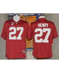 Crimson Tide #27 Derrick Henry Red Limited 2016 College Football Playoff National Championship Patch Stitched NCAA Jersey
