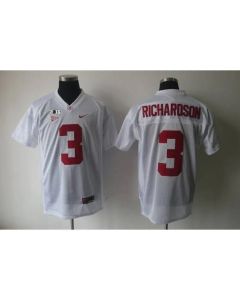 Crimson Tide #3 Trent Richardson White 2016 College Football Playoff National Championship Patch Stitched NCAA Jersey