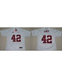 Crimson Tide #42 Eddie Lacy White 2016 College Football Playoff National Championship Patch Stitched NCAA Jersey