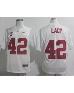 Crimson Tide #42 Eddie Lacy White SEC & 2016 College Football Playoff National Championship Patch Stitched NCAA Jersey