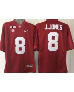 Crimson Tide #8 Julio Jones Red 2016 College Football Playoff National Championship Patch Stitched NCAA Jersey