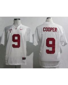 Crimson Tide #9 Amari Cooper White SEC & 2016 College Football Playoff National Championship Patch Stitched NCAA Jersey