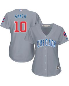 Cubs #10 Ron Santo Grey Road Women's Stitched MLB Jersey