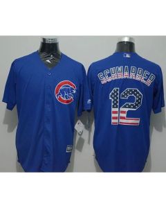 Cubs #12 Kyle Schwarber Blue USA Flag Fashion Stitched MLB Jersey