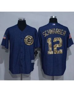 Cubs #12 Kyle Schwarber Denim Blue Salute to Service Stitched MLB Jersey