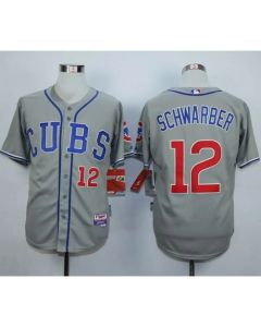 Cubs #12 Kyle Schwarber Grey Cool Base Stitched MLB Jersey