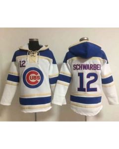 Cubs #12 Kyle Schwarber White Sawyer Hooded Sweatshirt MLB Hoodie