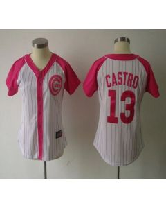 Cubs #13 Starlin Castro White/Pink Women's Splash Fashion Stitched MLB Jersey