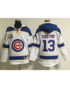 Cubs #13 Starlin Castro White Sawyer Hooded Sweatshirt MLB Hoodie