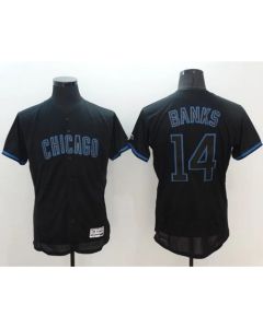 Cubs #14 Ernie Banks Black Fashion Flexbase Authentic Collection Stitched MLB Jersey