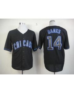 Cubs #14 Ernie Banks Black Fashion Stitched MLB Jersey