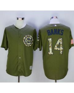 Cubs #14 Ernie Banks Green Camo New Cool Base Stitched MLB Jersey