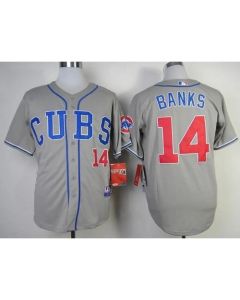 Cubs #14 Ernie Banks Grey Alternate Road Cool Base Stitched MLB Jersey