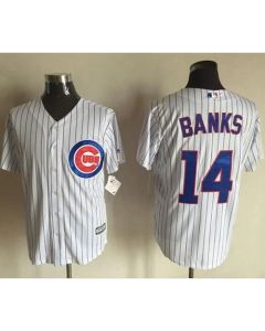 Cubs #14 Ernie Banks White Strip New Cool Base Stitched MLB Jersey