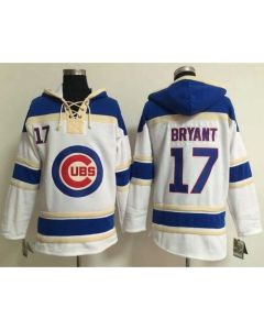 Cubs #17 Kris Bryant White Sawyer Hooded Sweatshirt MLB Hoodie
