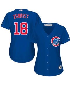 Cubs #18 Ben Zobrist Blue Alternate Women's Stitched MLB Jersey