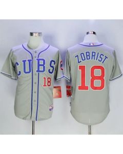 Cubs #18 Ben Zobrist Grey Alternate Road Cool Base Stitched MLB Jersey