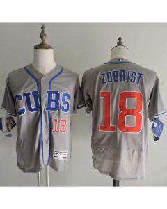 Cubs #18 Ben Zobrist Grey Flexbase Authentic Collection Alternate Road Stitched MLB Jersey