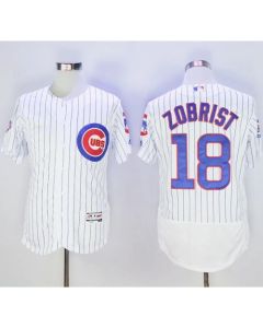 Cubs #18 Ben Zobrist White Flexbase Authentic Collection with 100 Years at Wrigley Field Commemorative Patch Stitched MLB Jersey