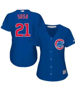 Cubs #21 Sammy Sosa Blue Alternate Women's Stitched MLB Jersey