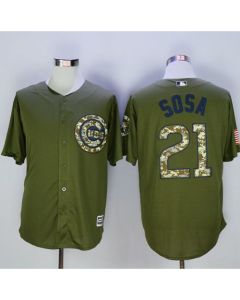 Cubs #21 Sammy Sosa Green Camo New Cool Base Stitched MLB Jersey