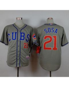 Cubs #21 Sammy Sosa Grey Alternate Road Cool Base Stitched MLB Jersey