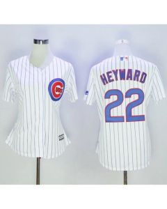 Cubs #22 Jason Heyward White(Blue Strip) Women's Home Stitched MLB Jersey