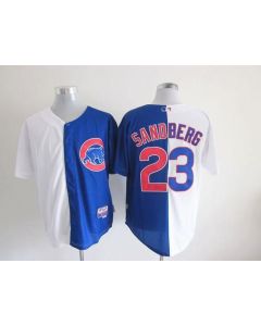 Cubs #23 Ryne Sandberg White/Blue Split Fashion Stitched MLB Jersey