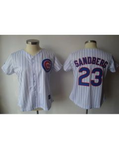 Cubs #23 Ryne Sandberg White Blue Strip Women's Fashion Stitched MLB Jersey
