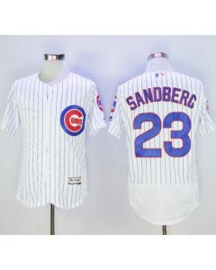Cubs #23 Ryne Sandberg White Flexbase Authentic Collection with 100 Years at Wrigley Field Commemorative Patch Stitched MLB Jersey