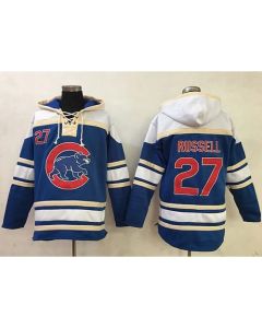 Cubs #27 Addison Russell Blue Sawyer Hooded Sweatshirt MLB Hoodie