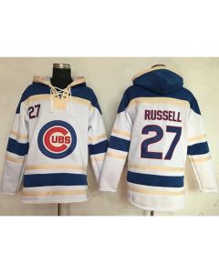 Cubs #27 Addison Russell White Sawyer Hooded Sweatshirt MLB Hoodie