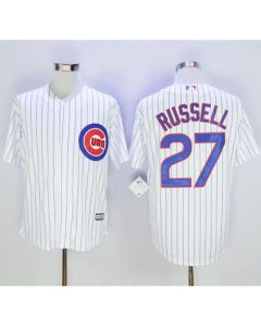 Cubs #27 Addison Russell White Strip New Cool Base Stitched MLB Jersey