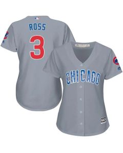 Cubs #3 David Ross Grey Road Women's Stitched MLB Jersey