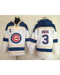 Cubs #3 David Ross White Sawyer Hooded Sweatshirt MLB Hoodie
