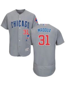Cubs #31 Greg Maddux Grey Flexbase Authentic Collection Road Stitched MLB Jersey