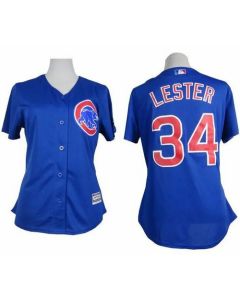 Cubs #34 Jon Lester Blue Alternate Women's Stitched MLB Jersey