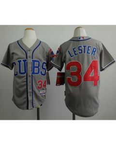 Cubs #34 Jon Lester Grey Alternate Road Cool Base Stitched Youth MLB Jersey
