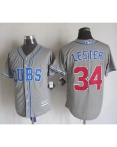 Cubs #34 Jon Lester Grey Alternate Road New Cool Base Stitched MLB Jersey