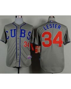 Cubs #34 Jon Lester Grey Cool Base Stitched MLB Jersey